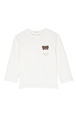 tshirt in cotone bianco FENDI KIDS | BUI085ST8F0TU9